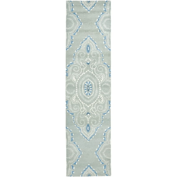 SAFAVIEH Wyndham Pompeii Damask Wool Runner Rug, Blue/Ivory, 2'3" x 11'