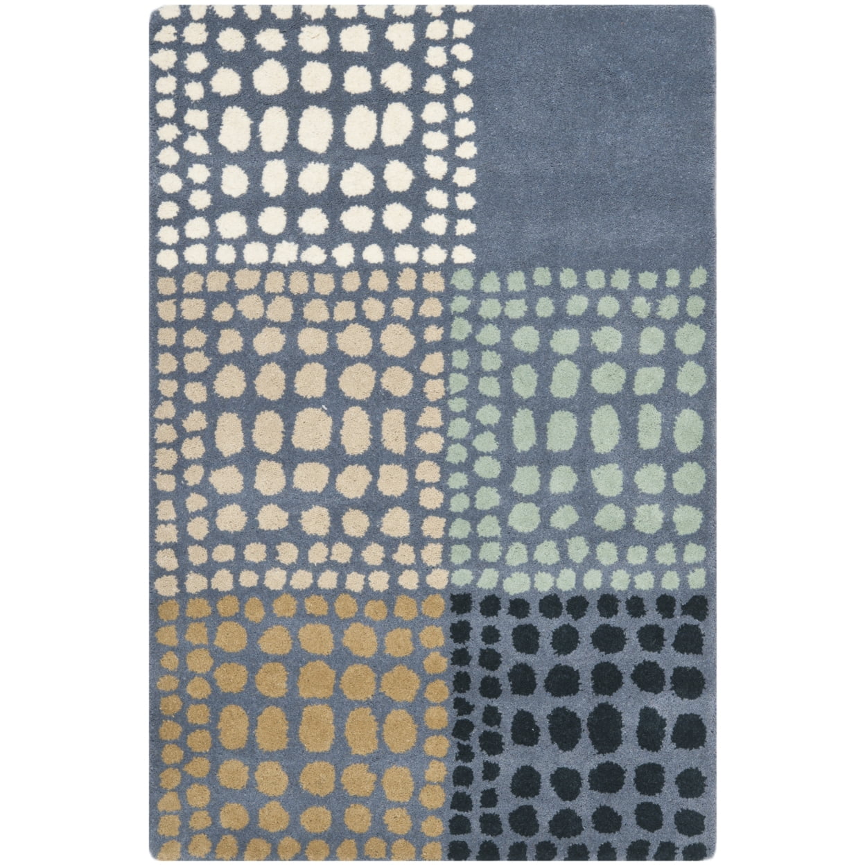 Gray and Multicolor Tufted Wool Area Rug, 2'6" x 4'