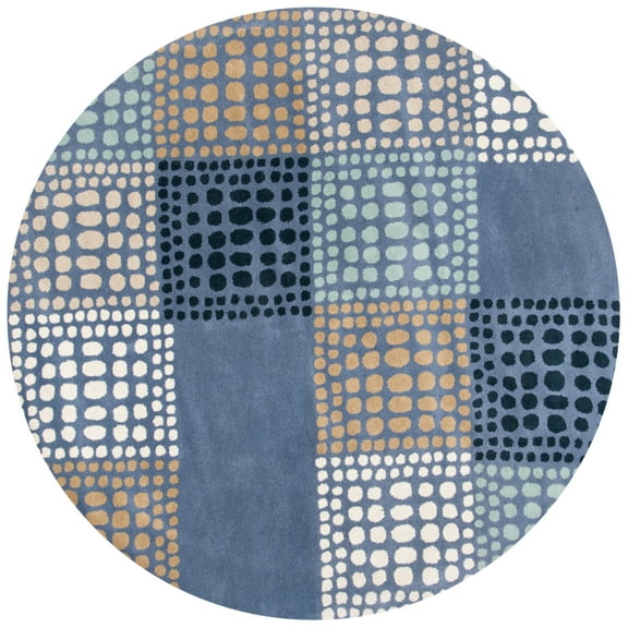 SAFAVIEH Wyndham Rida Geometric Wool Area Rug, Grey/Multi, 7' x 7' Round