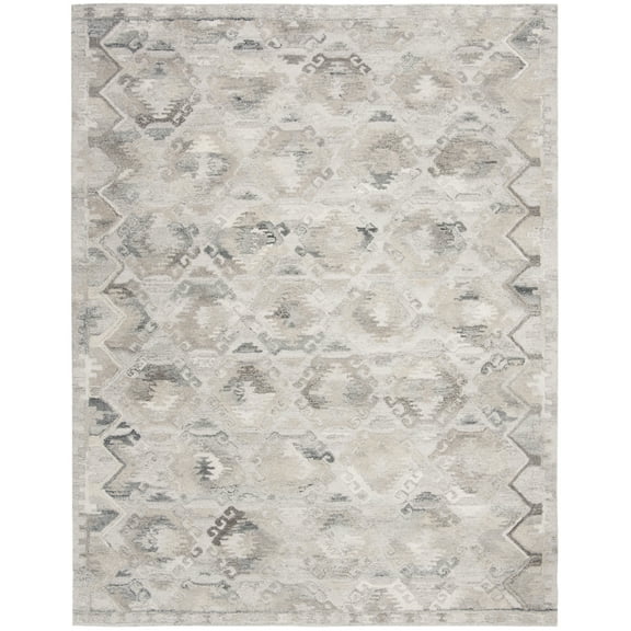 SAFAVIEH Wyndham Vasiliki Geometric Diamonds Wool Area Rug, Grey/Taupe, 5' x 8'