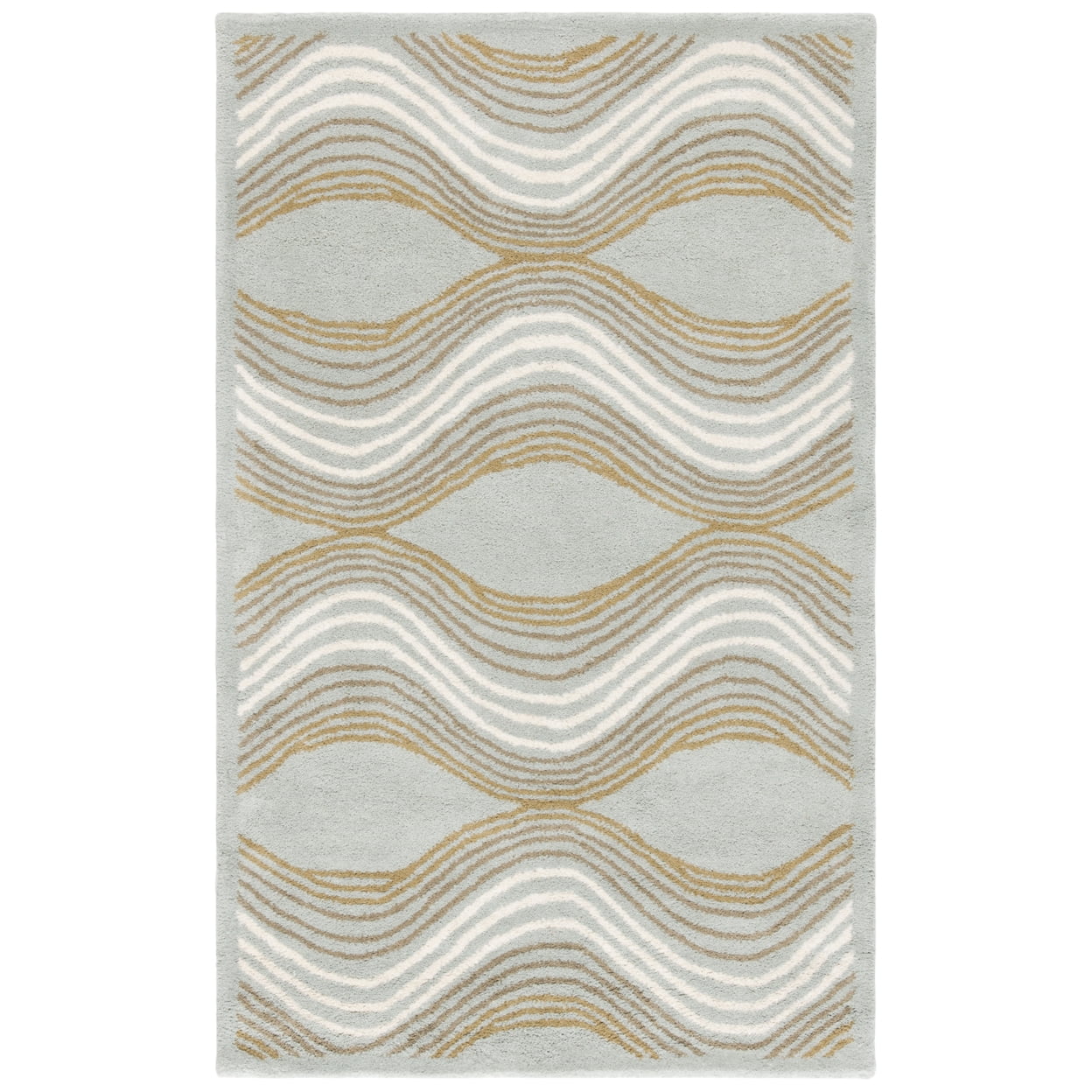 SAFAVIEH Wyndham Victoria Wavy Chevron Wool Area Rug, Blue/Multi, 3' x ...