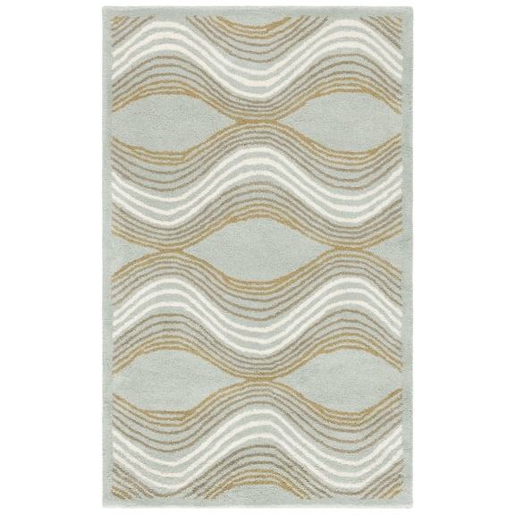 SAFAVIEH Wyndham Victoria Chevron Wool Area Rug, Blue/Multi, 4' x 6'