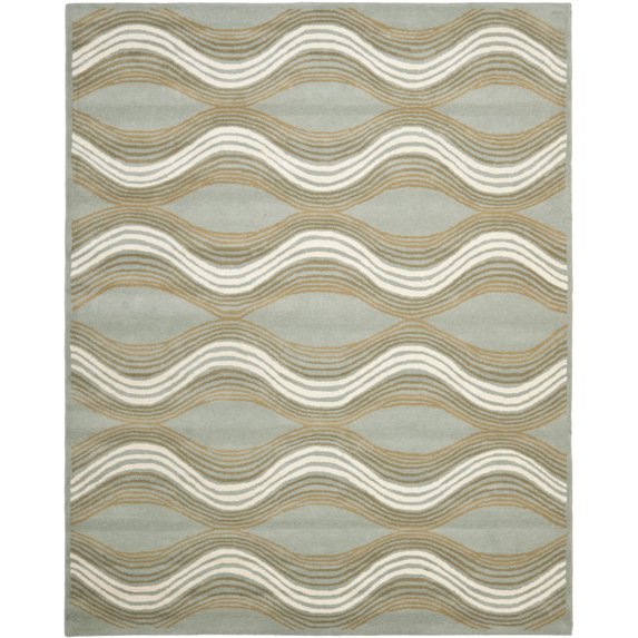 SAFAVIEH Wyndham Victoria Wavy Chevron Wool Area Rug, Blue/Multi, 8' x 10'