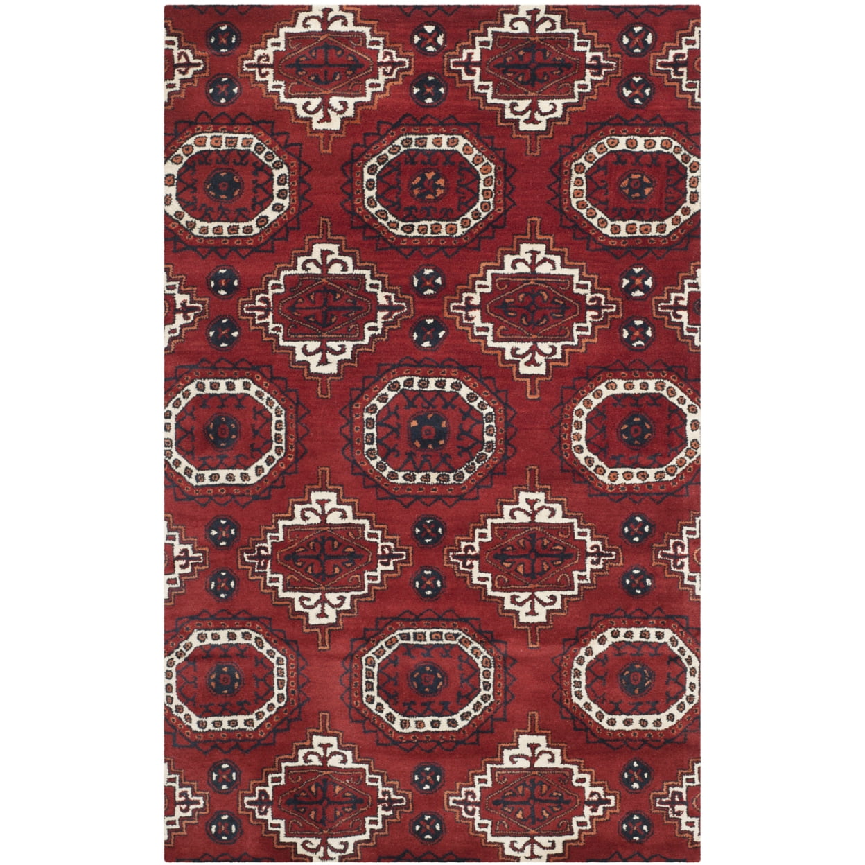 Red Wool 4' x 6' Hand-Tufted Rectangular Area Rug