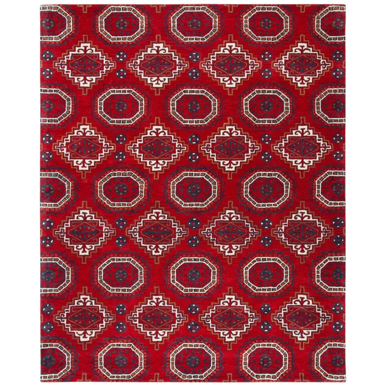 Handmade Tufted Red Wool Square Area Rug - 7' x 7'
