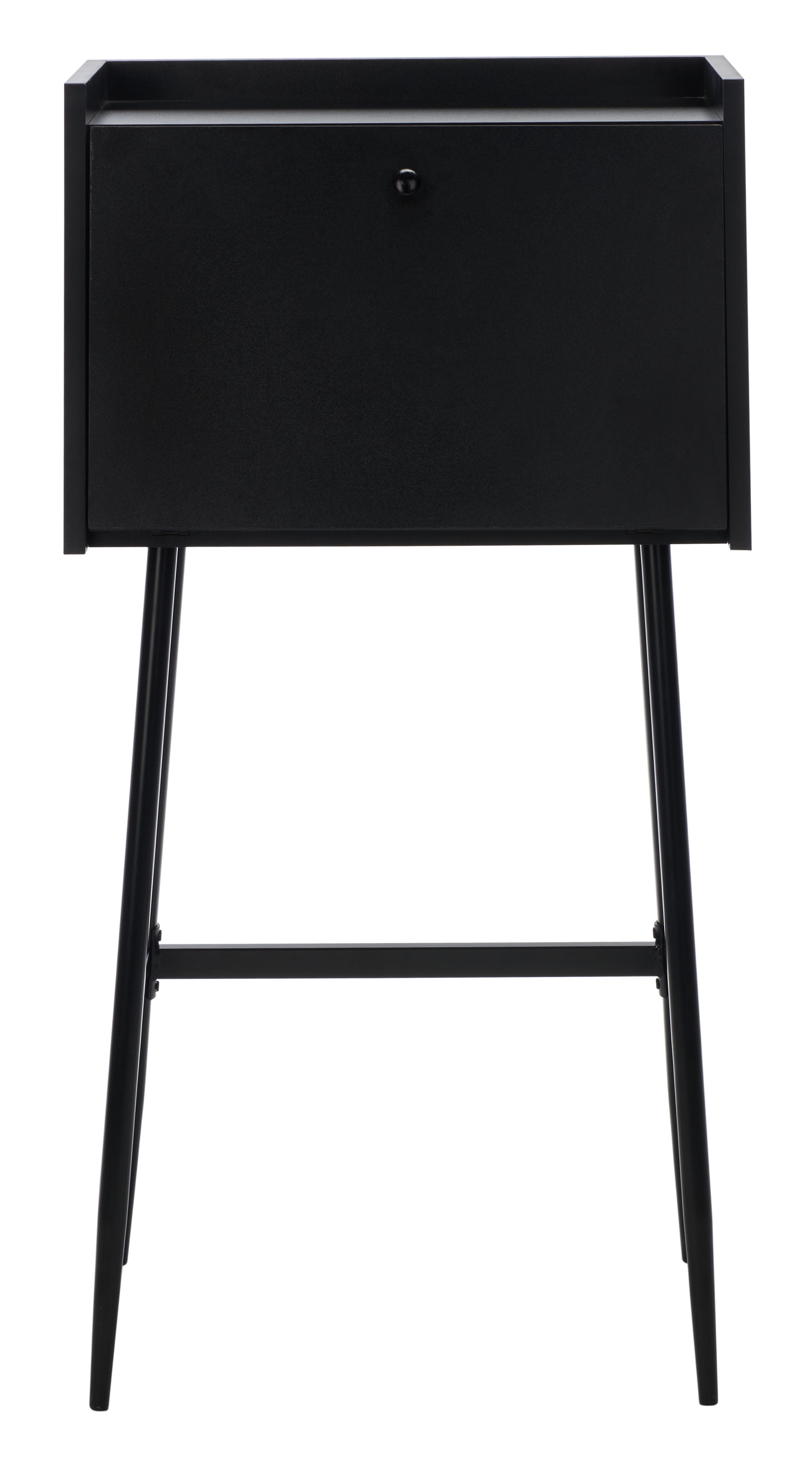 Black Wood Writing Desk with Drawer and Shelf