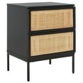thumbnail image 1 of SAFAVIEH Zadie 2 Drawer Rattan Nightstand, Black w/ Natural Rattan/Black Legs, 1 of 14