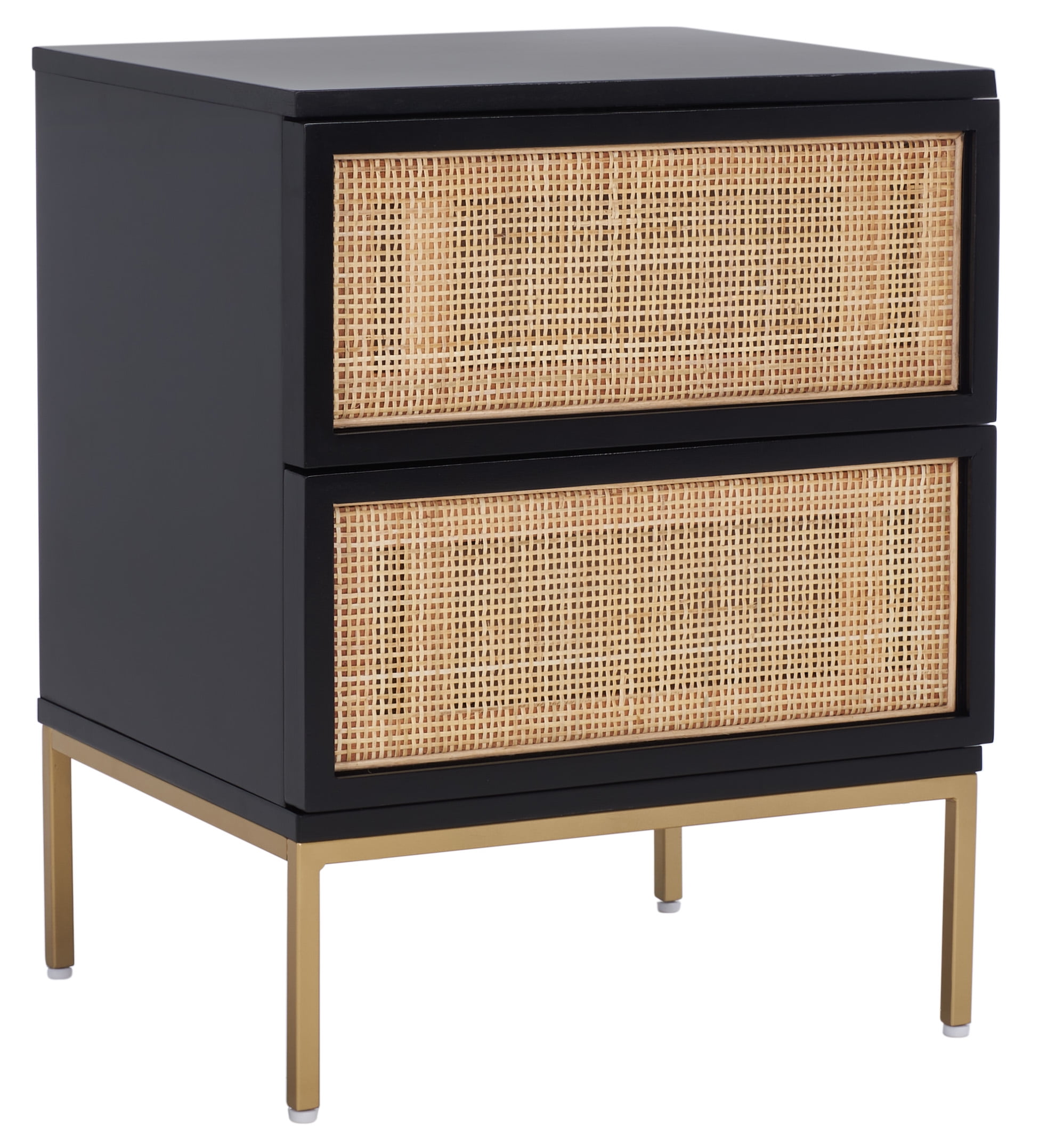 Safavieh Zadie 2 Drawer Rattan Nightstand Black