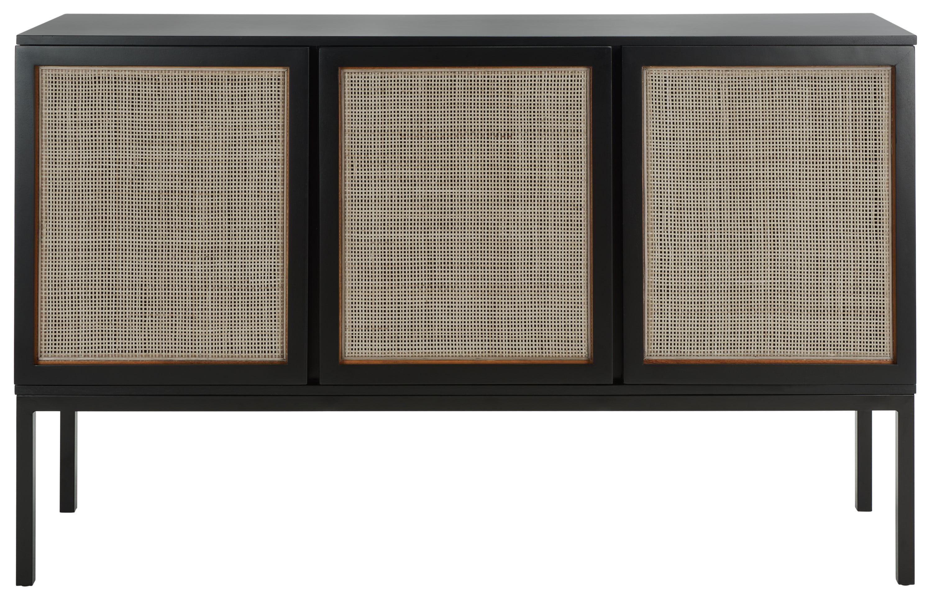 Zadie Black and Natural Rattan 2 Shelf Sideboard