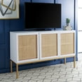 thumbnail image 1 of SAFAVIEH Zadie 2 Shelf Rattan Sideboard, White With Natural Rattan/Gold Legs (54 in. W x 15 in. D x 33 in. H), 1 of 7