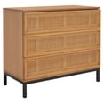 thumbnail image 1 of SAFAVIEH Zadie 3 Drawer Rattan Chest, Natural With Natural Rattan/Black Legs (34 in. W x 18 in. D x 30 in. H), 1 of 14