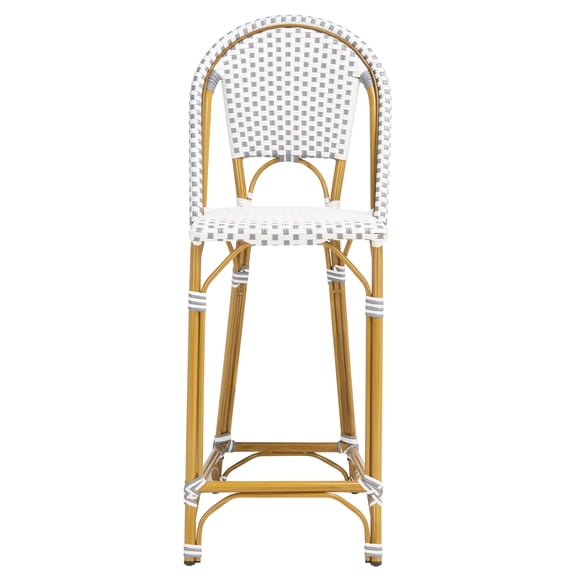 Safavieh Zaid Mid Back Contemporary Outdoor Bar Stool, Gray/White