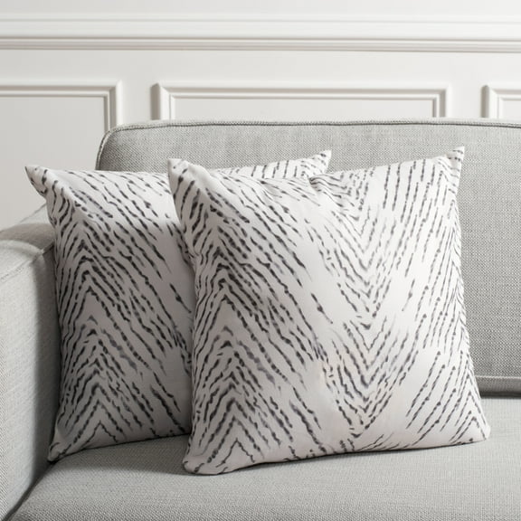 SAFAVIEH Zecora Chevron Pillow, 17" x 17", Ivory/Black, Set of 2
