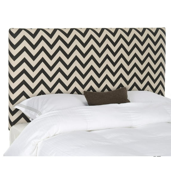 SAFAVIEH Ziggy Chevron Stripes Upholstered Headboard, Full, Black/White Zig Zag