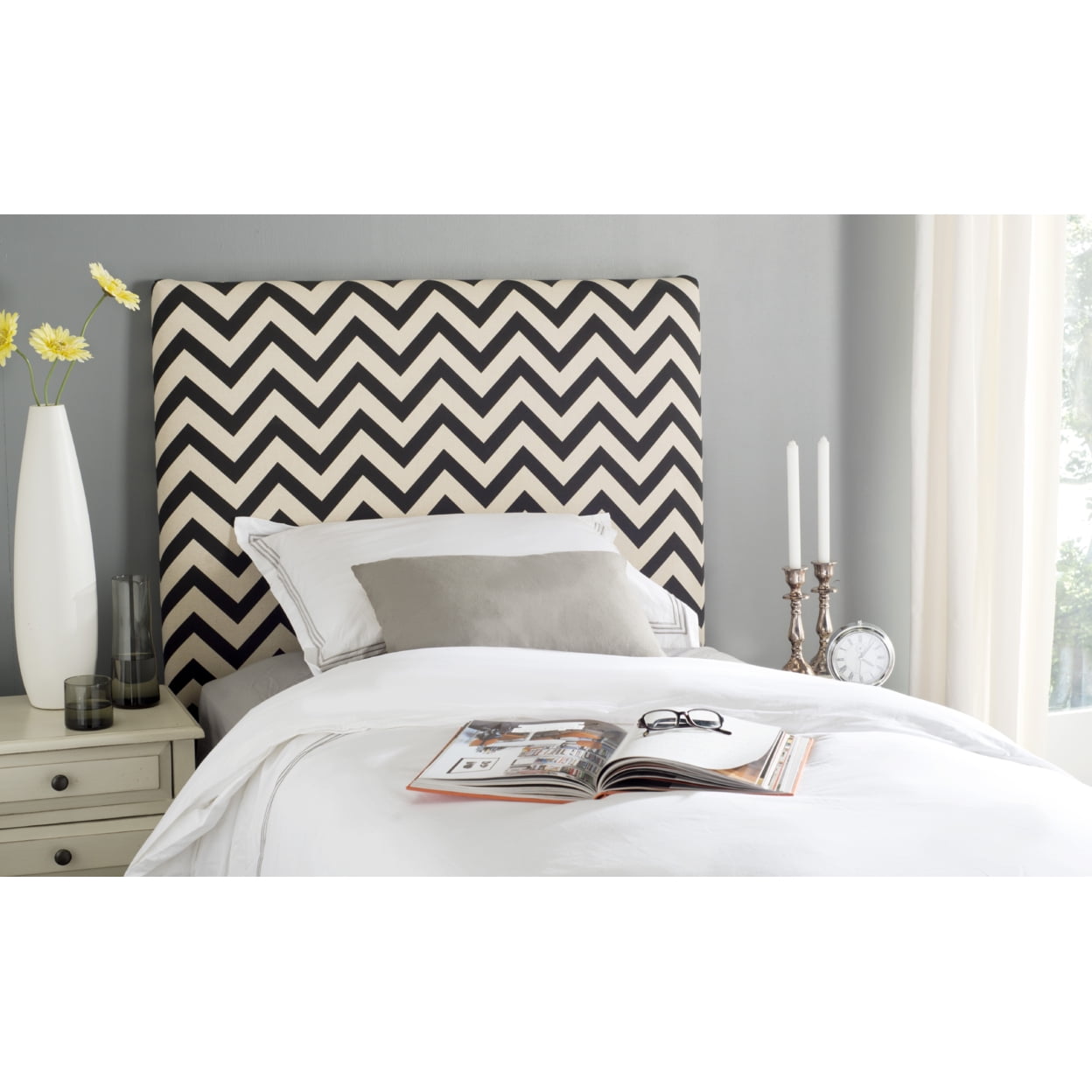Chevron upholstered headboard deals