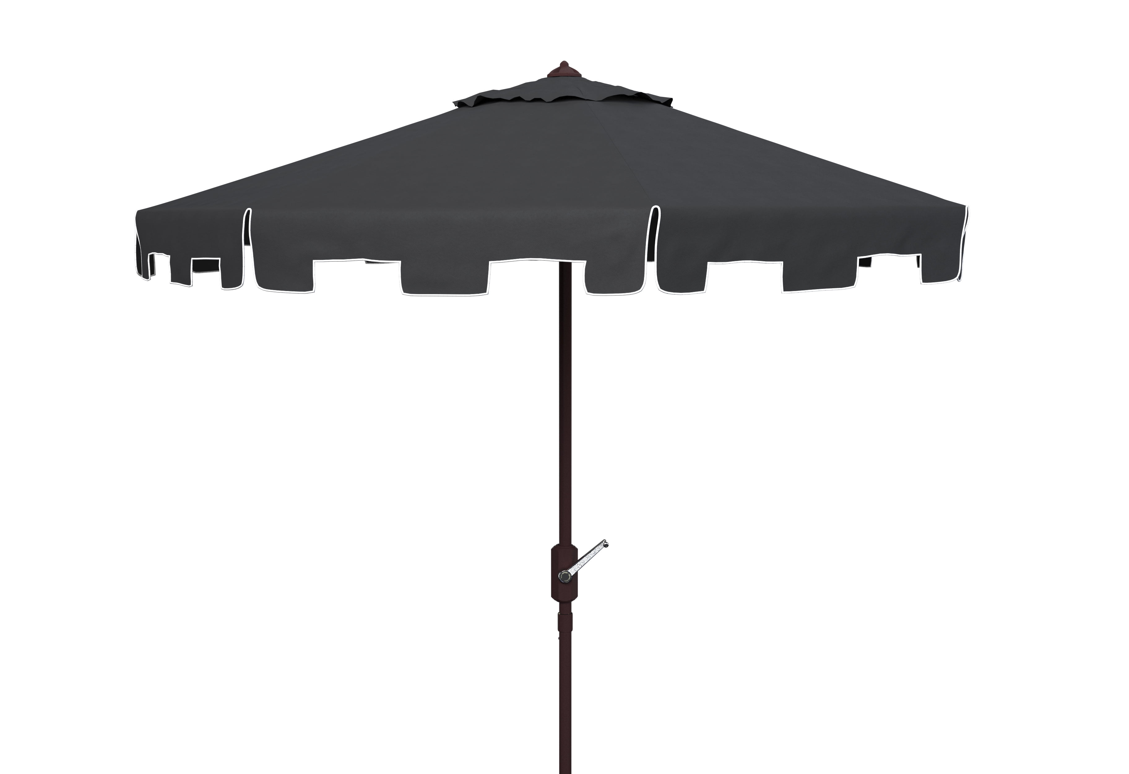 SAFAVIEH Zimmerman 11' Market Crank Round Patio Umbrella, Black