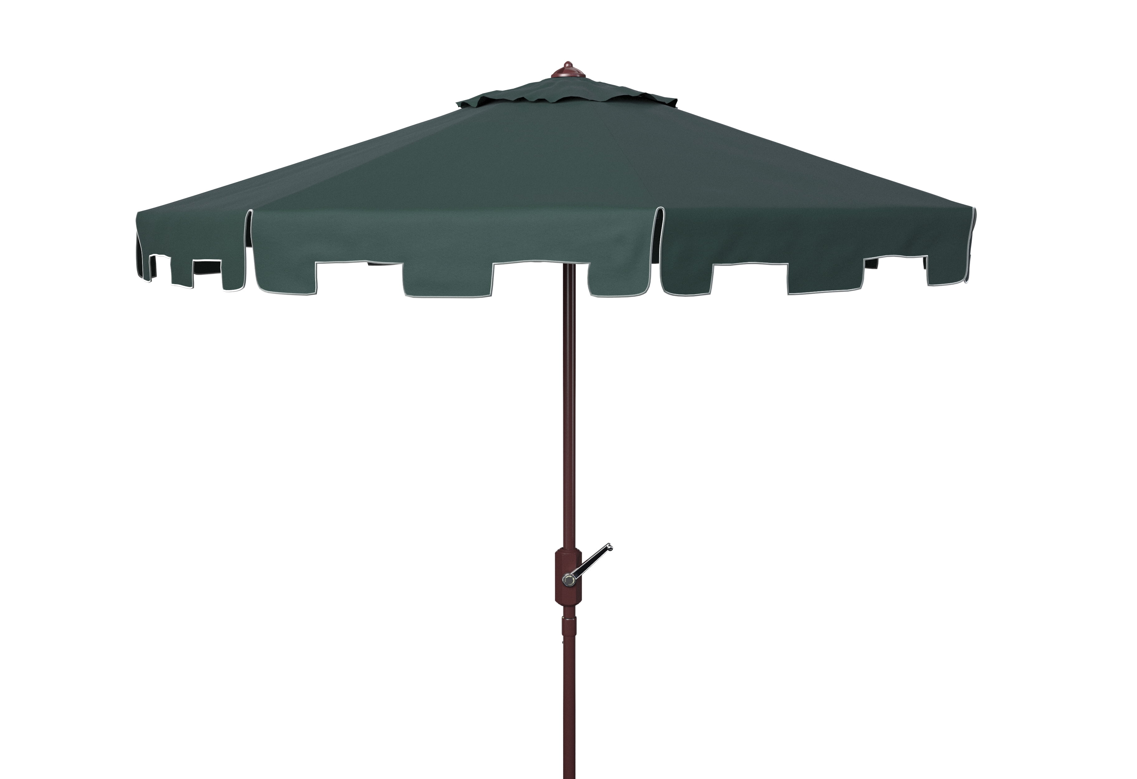 SAFAVIEH Zimmerman 11' Market Crank Round Patio Umbrella, Dark Green