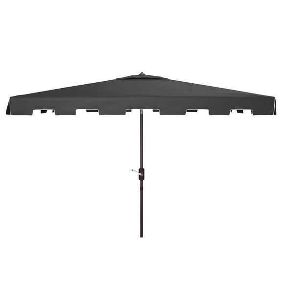 SAFAVIEH Zimmerman 6.5' X 10' Market Crank Patio Umbrella, Black/White