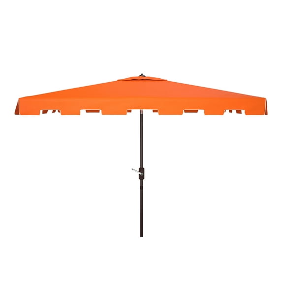 SAFAVIEH Zimmerman 6.5' X 10' Market Crank Patio Umbrella, Orange/White
