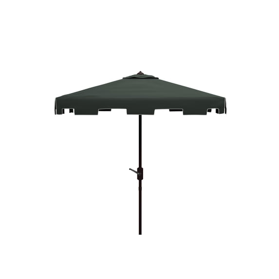 SAFAVIEH Zimmerman 7.5' Market Crank Square Patio Umbrella, Dark Green/White