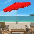 thumbnail image 1 of SAFAVIEH Zimmerman 7.5' Market Crank Square Patio Umbrella, Red/White, 1 of 6