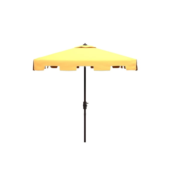 SAFAVIEH Zimmerman 7.5' Market Crank Square Patio Umbrella, Yellow/White