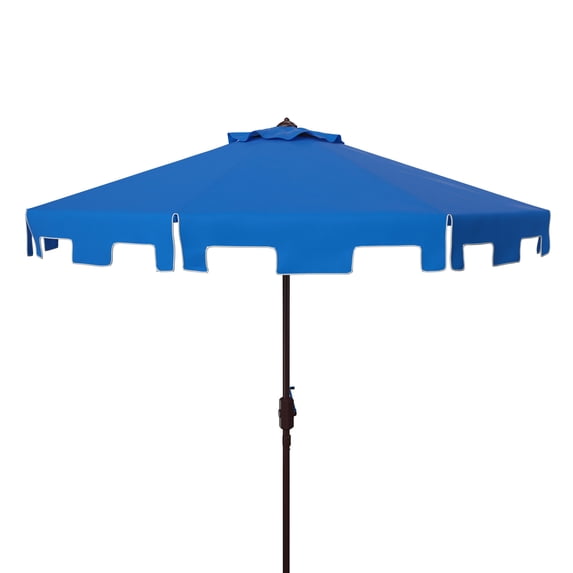 SAFAVIEH Zimmerman 9' Market Crank UV Resistant Patio Umbrella, Pacific Blue