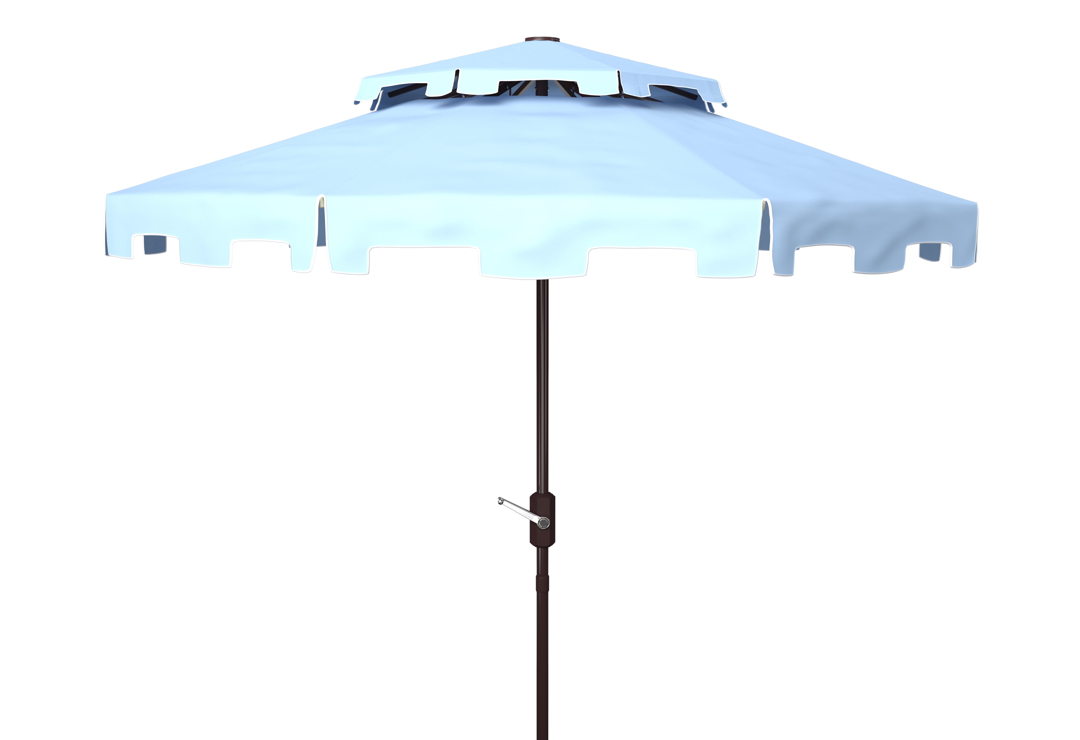 SAFAVIEH Zimmerman 9' Market Double Top Patio Umbrella, Baby Blue/White