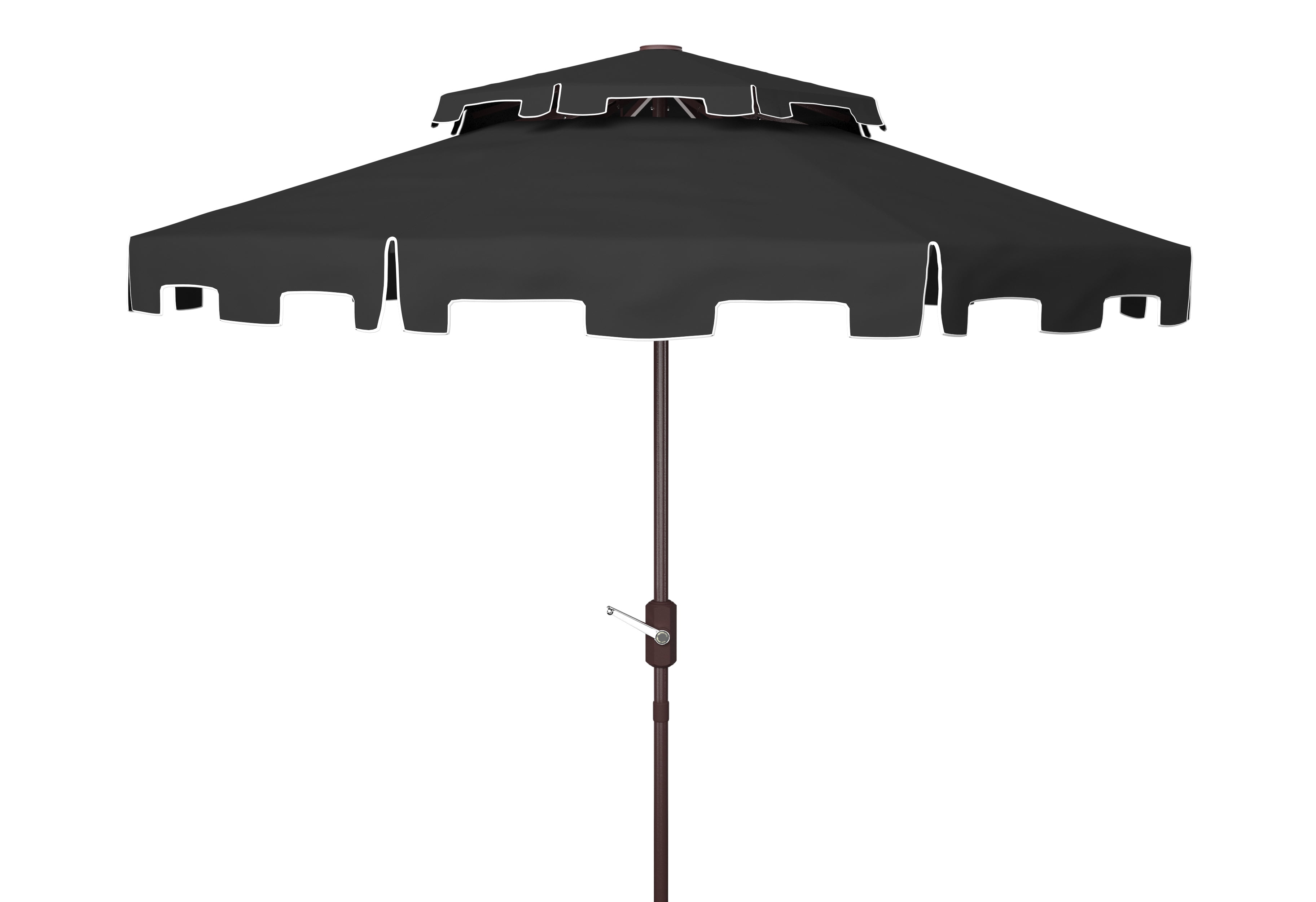 SAFAVIEH Zimmerman 9' Market Double Top Patio Umbrella, Black/White
