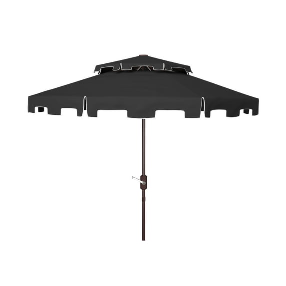 SAFAVIEH Zimmerman 9' Market Double Top Patio Umbrella, Black/White