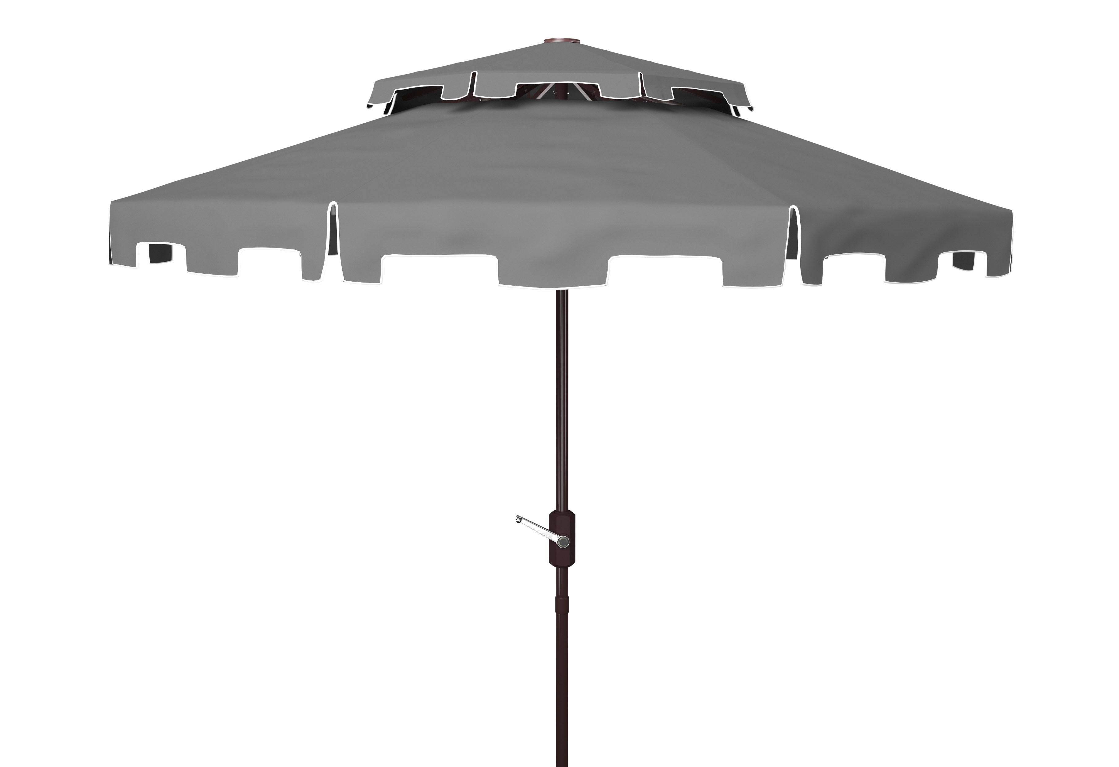 SAFAVIEH Zimmerman 9' Market Double Top Patio Umbrella, Grey/White