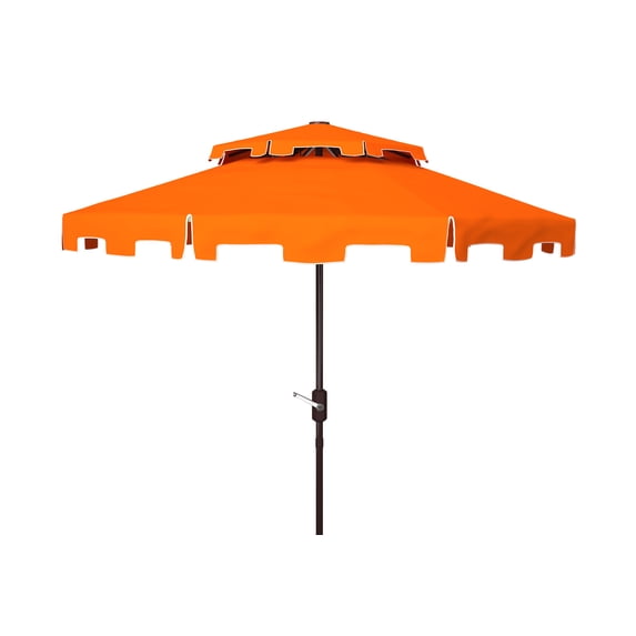 SAFAVIEH Zimmerman 9' Market Double Top Patio Umbrella, Orange/White
