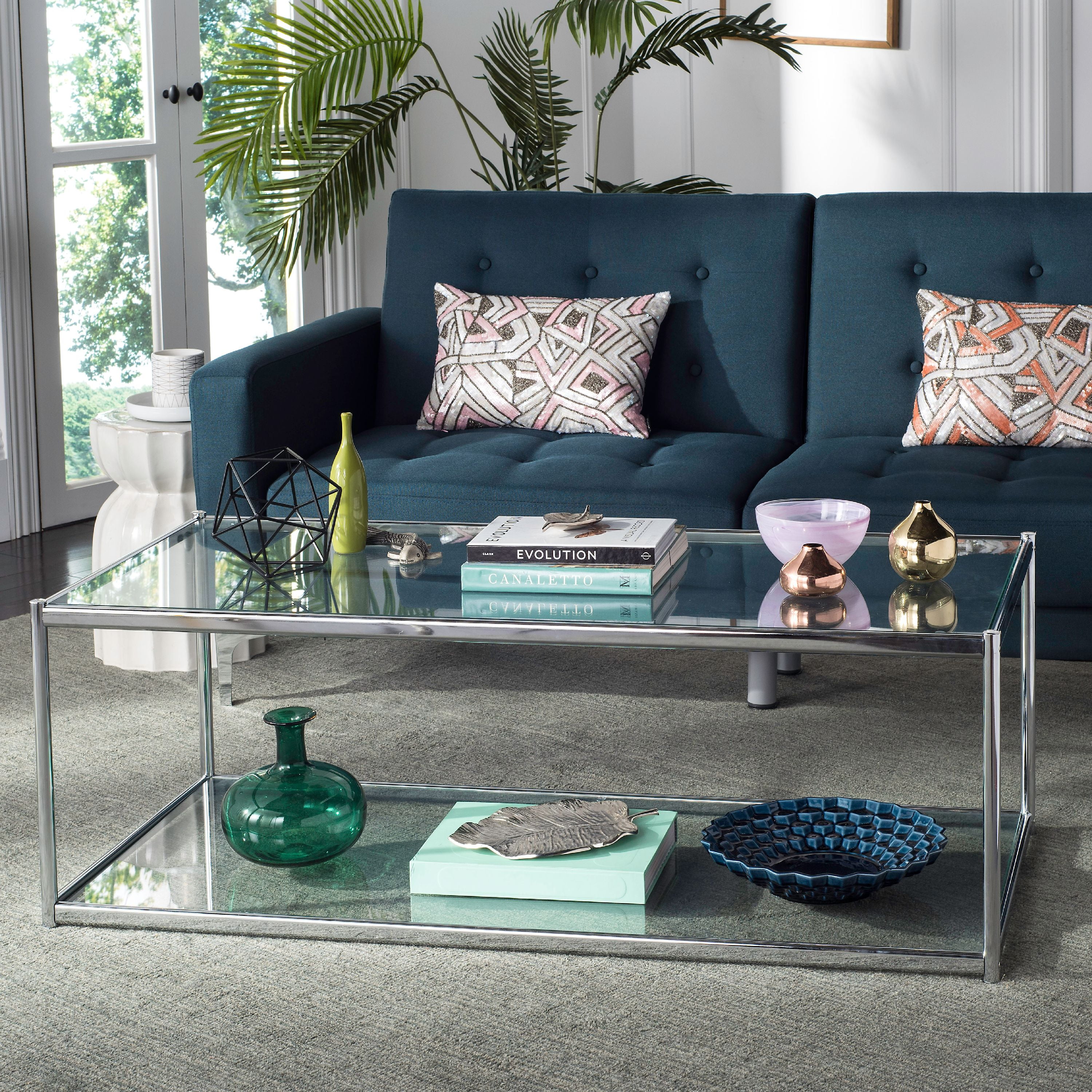 Bauhaus Chrome Glass Rectangular Coffee Table