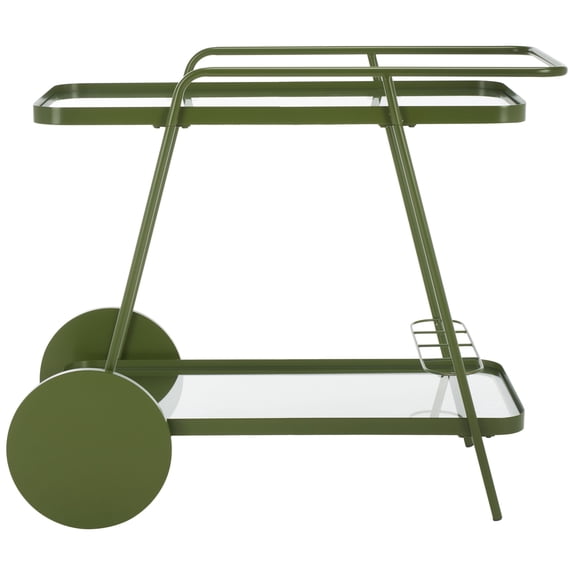 SAFAVIEH Zunia 2-Tier Metal Kitchen Serving Cart, Green/Clear