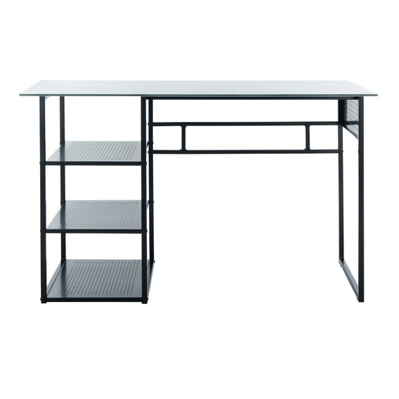 SAFAVIEH xyla White Marble Glass/Black Writing Desk (47.2 in. W x 21.7 in. D x 29.5 in. H)