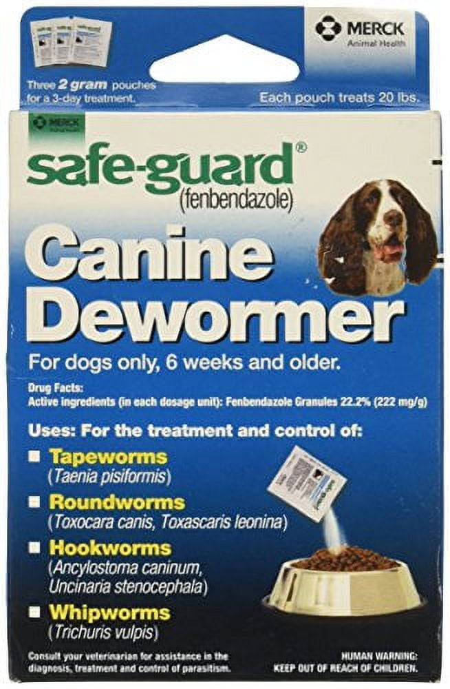 SAFEGUARD Adult Dog Dewormer Medication, Fenbendazole, Blue 2gm pouch