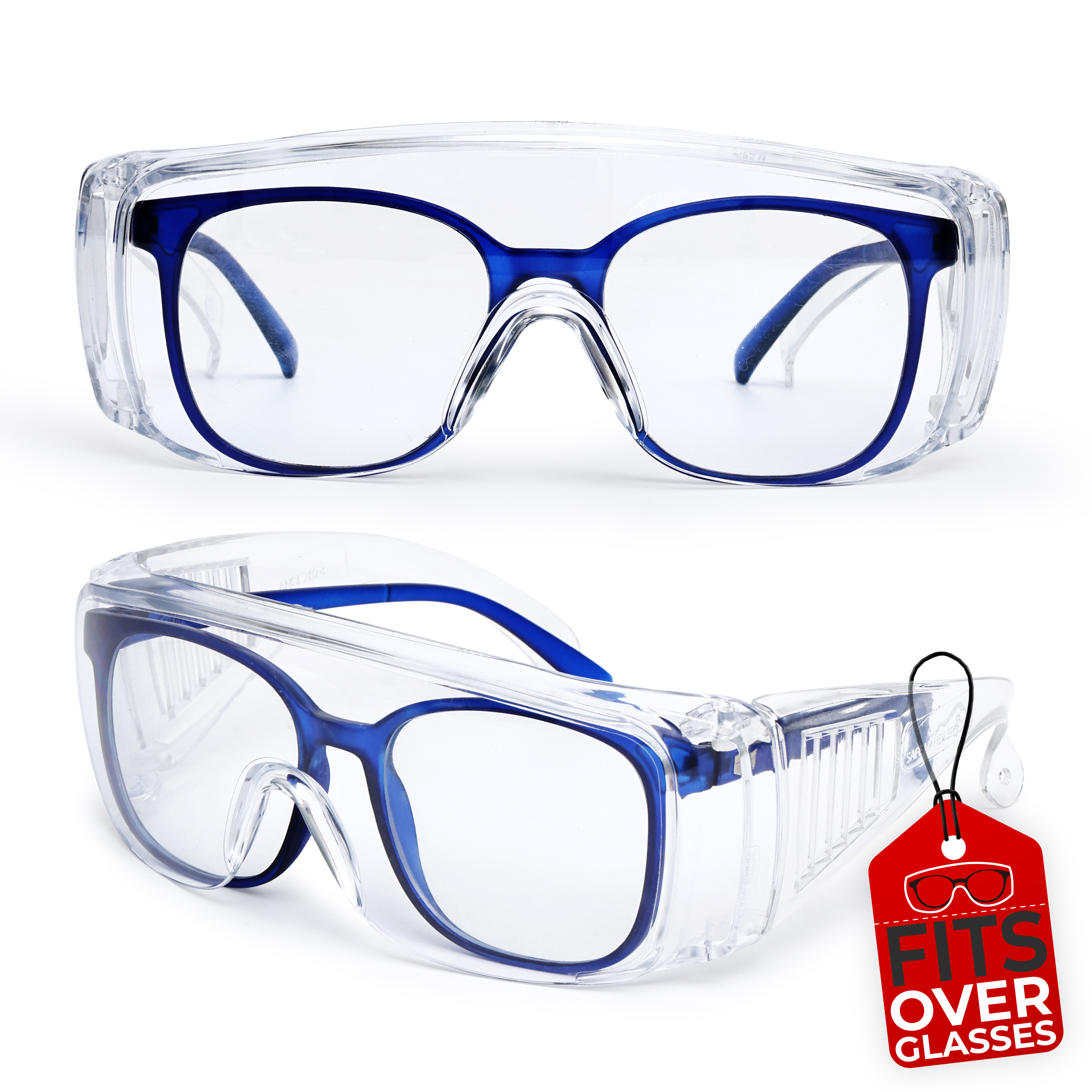 Bison Life Diamont Vented Clear Safety Glasses Fit Over Glasses ANSI 