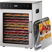 Mountain Essentials 10-Tray Food Dehydrator, 800W Stainless Steel Electric Dryer with Adjustable Temperature, Digital Timer, Drip Tray & Recipe Book