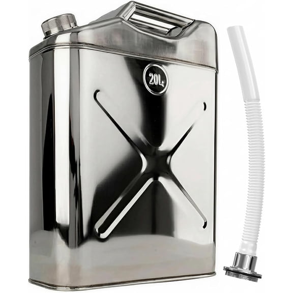 SAFECASTLE 20L 304 Stainless Steel Square Jerry Can  Heavy-Duty Food-Grade Water Storage Container with Carry Handle for Camping, Off-Road, Outdoor Travel & Emergency Preparedness