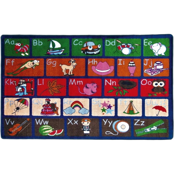 SAFECASTLE ABC Picture Phonics Alphabet Educational Area Rug for Kids 7'8" x 10'4" Preschool & Classroom Learning Carpet with Upper and Lowercase Letters, Rug for Early Learning, Daycare & Playrooms