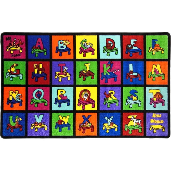 SAFECASTLE Kids Carpet My ABC Place Alphabet Rug 5'4" x 7'8"– Educational ABC Learning Area Rug – Colorful Classroom Rug for Kids, Toddlers, Preschool, Nursery, Playroom, Daycare & Children’s Bedroom
