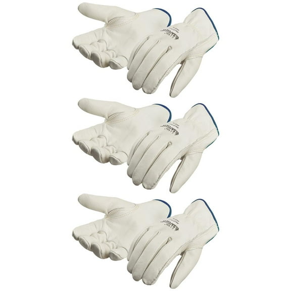 SAFEGEAR 3-pk. X-Large Cowhide Leather Driver Gloves with Keystone Thumb - 3 Pairs of Work Gloves