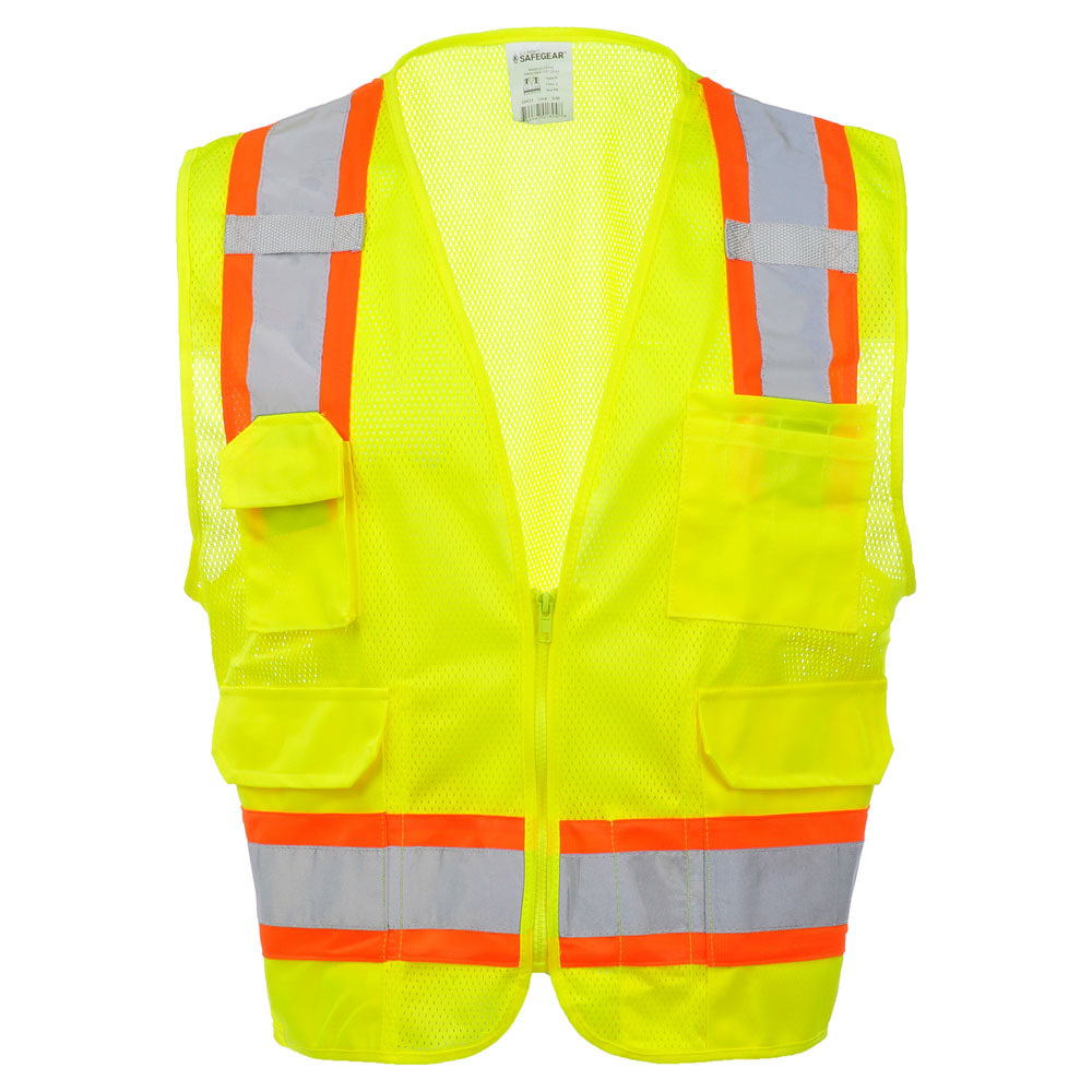 SAFEGEAR 4XL/5XL Type R Class 2 Surveyor Safety Vest - Hi Vis Lime/Orange