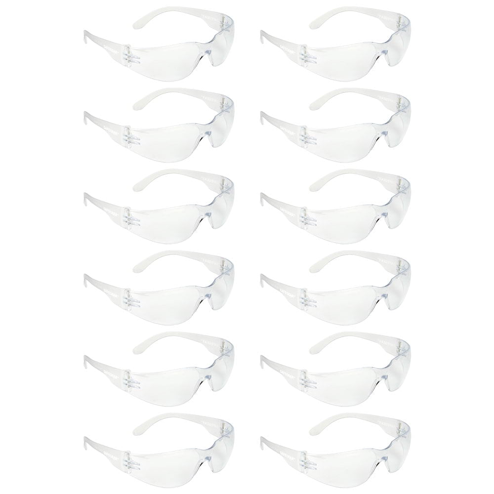 SAFEGEAR Clear Safety Glasses 12-pk. - Scratch Resistant Safety Glasses for Men & Women - ANSI Z87.1 Compliant, UV Protection, Lightweight