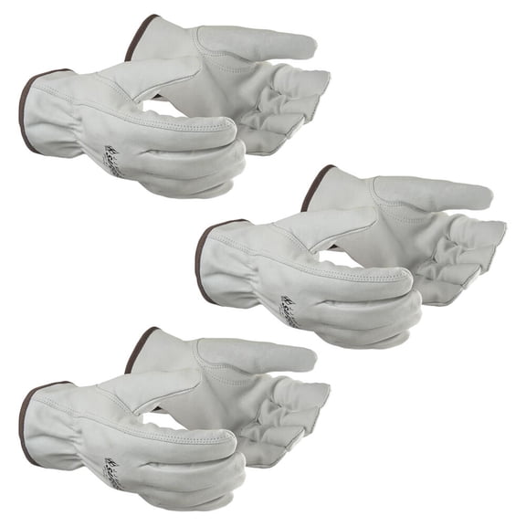 SAFEGEAR Cowhide Leather Driver Gloves, Large, 3 Pairs, Regular Grade