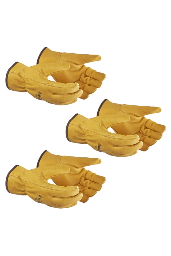 SAFEGEAR Cowhide Leather Driver Gloves, Small, 3 Pairs, Abrasion Resistant