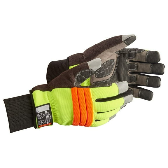 SAFEGEAR Hi Vis Cold Storage Winter Gloves - Size Large, 1 Pair - Elastic Knit Wrist, Fleece Lining, Spandex Fabric with Reflective Fingertips - J. J. Keller & Associates