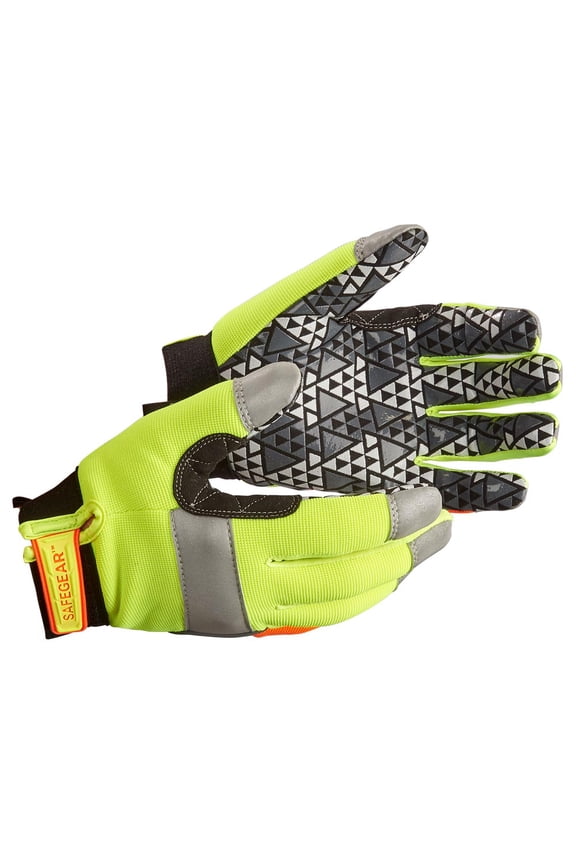 SAFEGEAR Hi-Vis Dexterity Grip Gloves - Size X-Large, 1 Pair with Hook & Loop Closure - Lightweight, Reflective, Stretchable - J. J. Keller & Associates