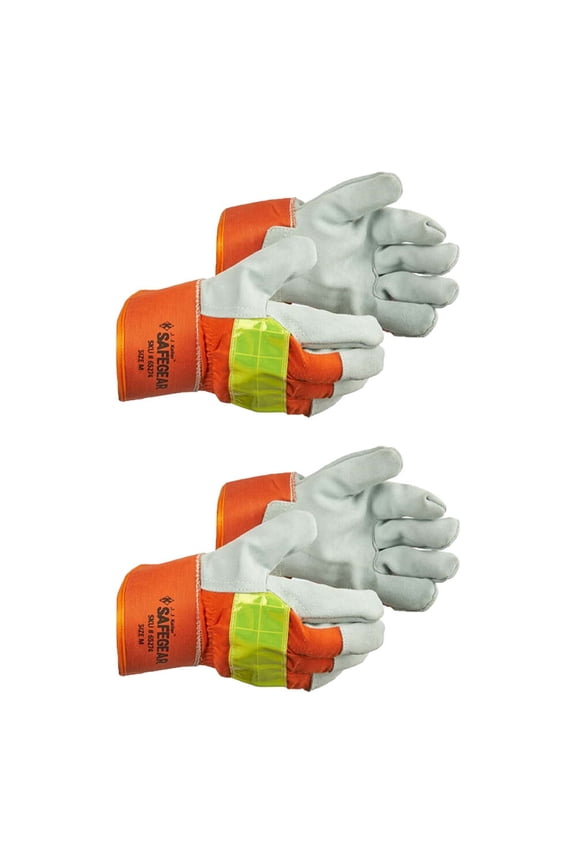SAFEGEAR, High Visibility Winter Gloves, Leather Palm, XX-Large, 2-Pack