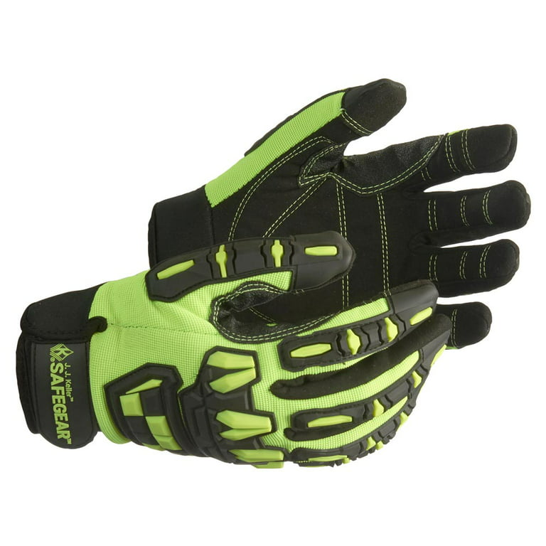 SAFEGEAR Impact-Reducing Mechanics Gloves Large, 1 Pair - EN388 & ANSI  Level A1 Cut-Resistant Black & Lime Green Work Gloves for Men and Women -  Breathable, Touchscreen Capable 
